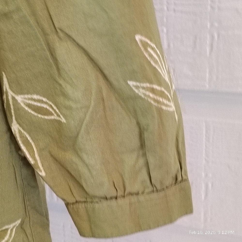 UTSA WOMENS LG GREEN LEAF PATTERN EMBROIDERED TUNIC 100% COTTON INDIAN ETHNIC - Picture 6 of 10